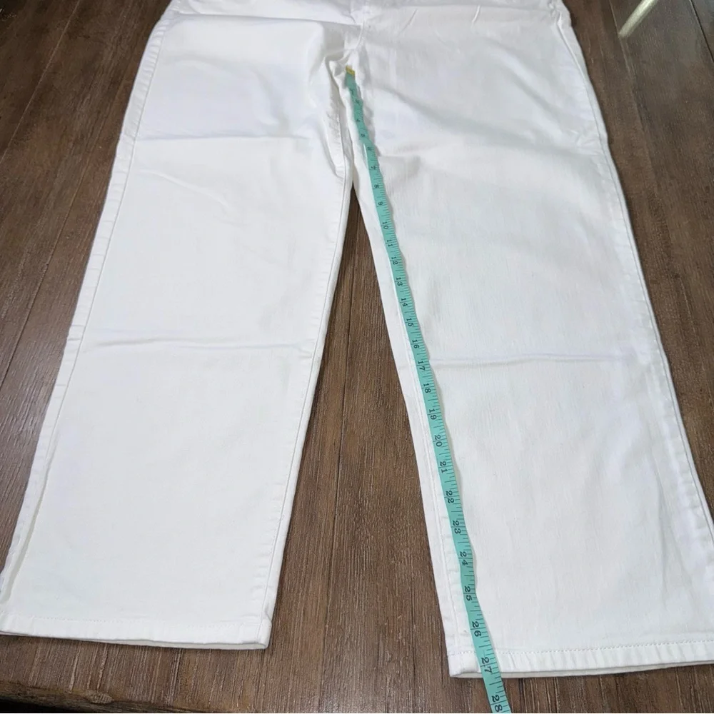 Eileen Fisher Organic Cotton Straight Leg Stretch Denim Pants White - Picture 11 of 14